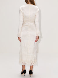 Mina Frayed Edge Dress,FFORME,CREAM,Image 4