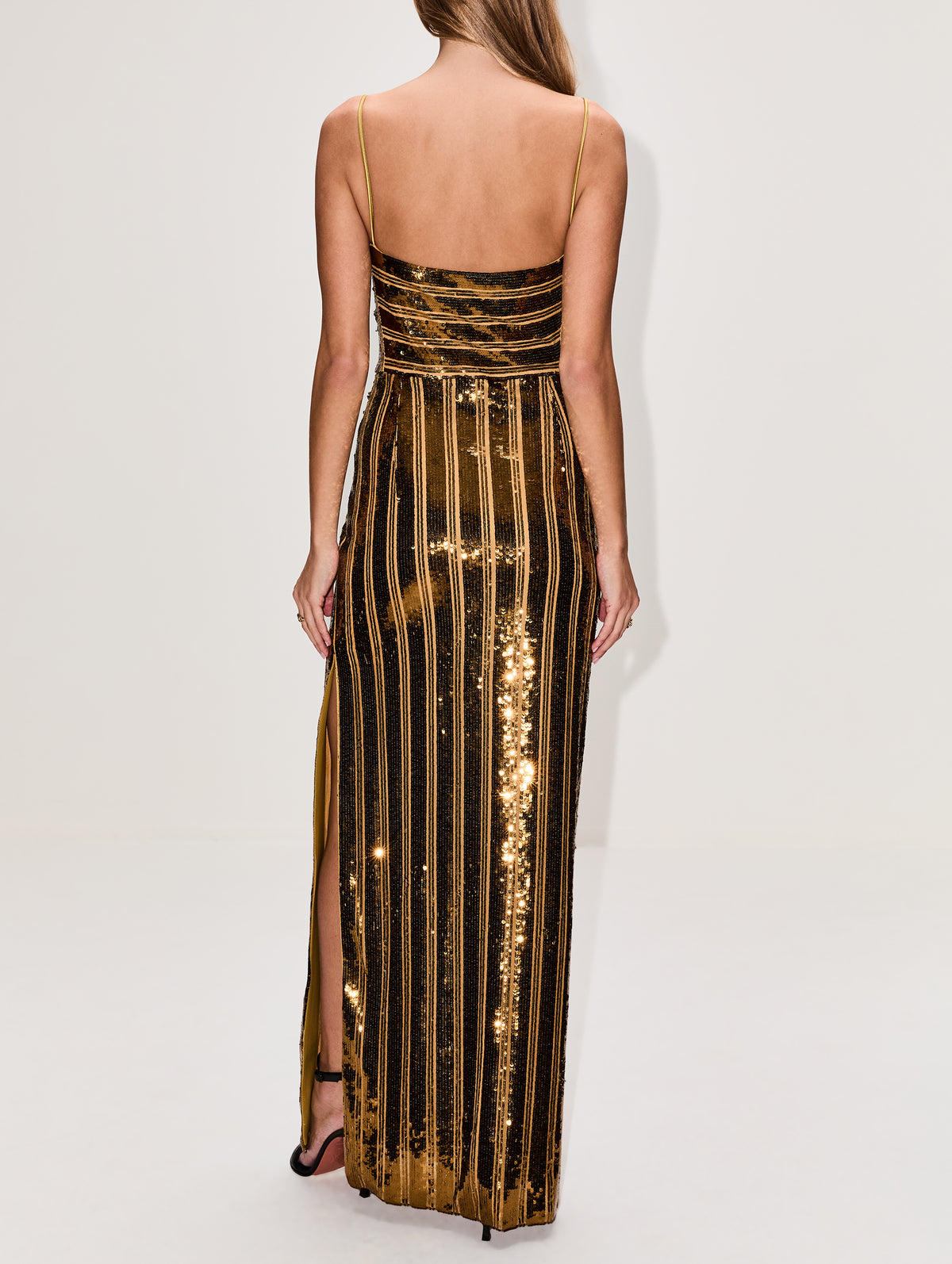 Stargaze Bandeau Dress,GALVAN,MUSTARD,Image 4