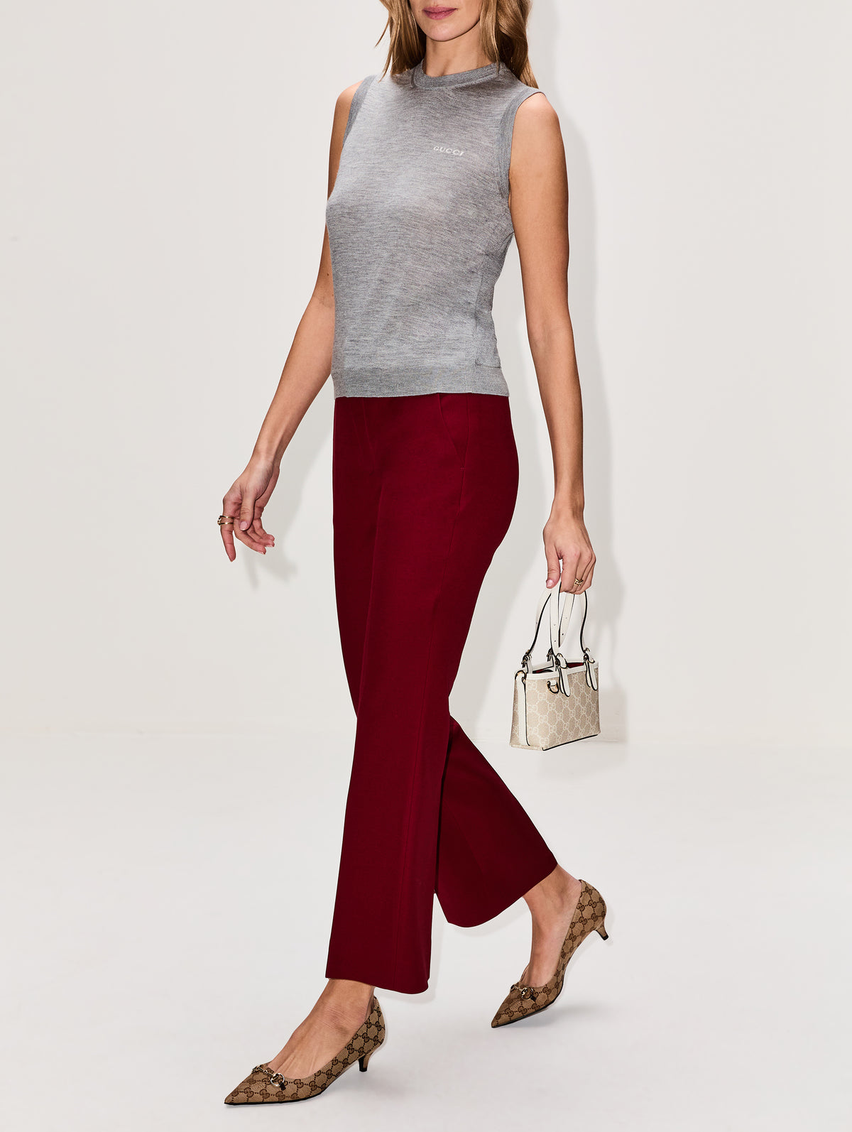 Cropped Pant,GUCCI,RED,Image 3