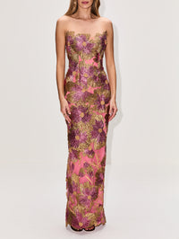 Metallic Raffia Dress,MONIQUE LHUILLIER,PLUMERIA MULTI,Image 2