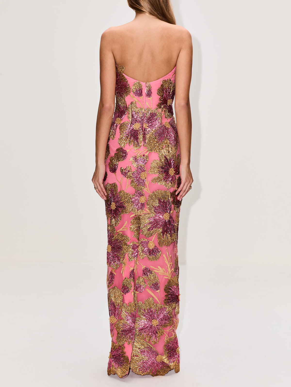 Metallic Raffia Dress,MONIQUE LHUILLIER,PLUMERIA MULTI,Image 4