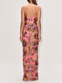 Metallic Raffia Dress,MONIQUE LHUILLIER,PLUMERIA MULTI,Image 4