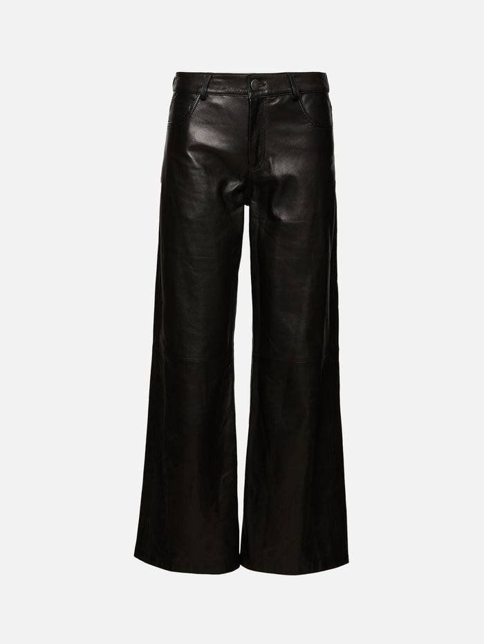 Milo Leather Pant,NOUR HAMMOUR,NOIR CLASSIQUE,Image 1