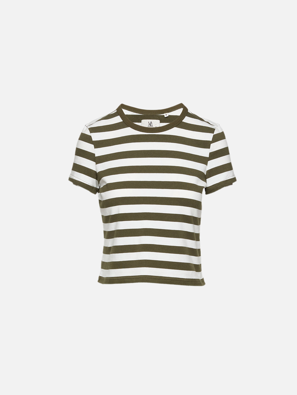 Stripped Baby Tee,DENIMIST,DARK OLIVE GREEN,Image 1
