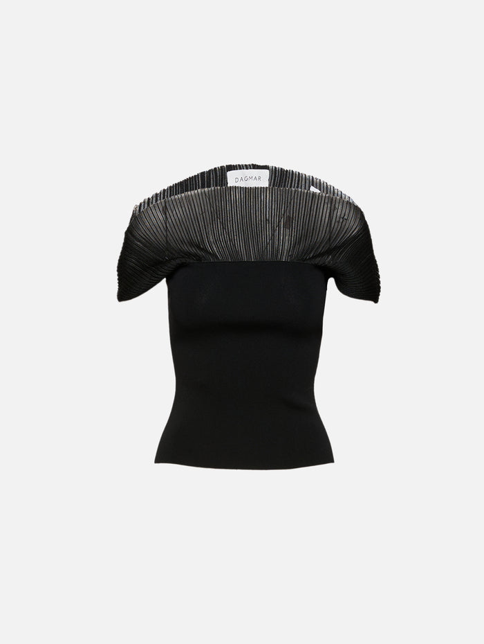 Contrast Knit Top,HOUSE OF DAGMAR,BLACK,Image 1