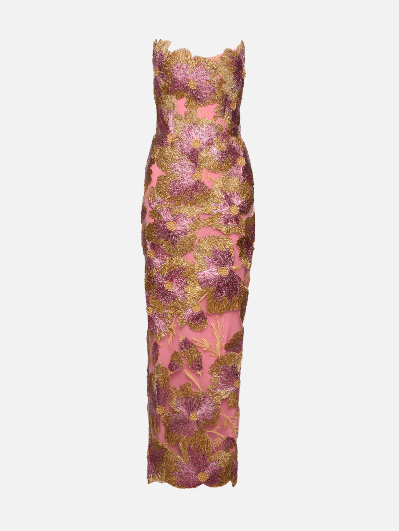 strapless open back dress Metallic Raffia Dress | MONIQUE LHUILLIER