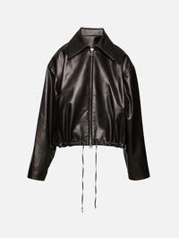 Leland Leather Shirt Jacket,BRANDON MAXWELL,BLACK,Image 1