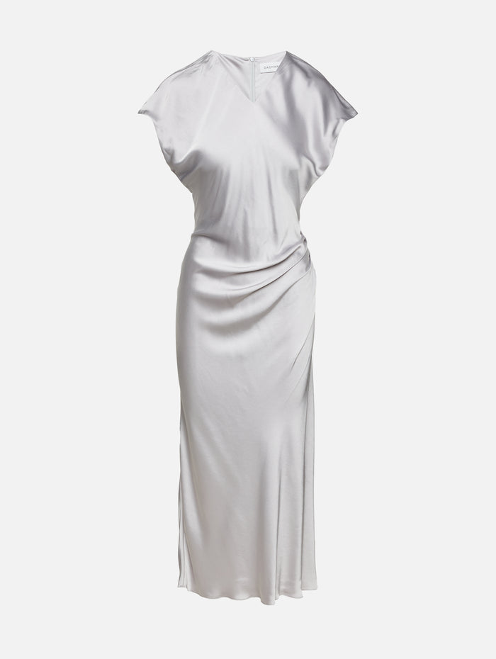 Fluid V-Neck Dress,HOUSE OF DAGMAR,SILVER,Image 1