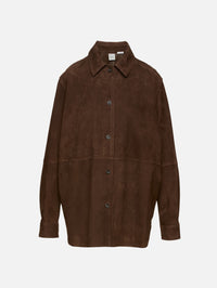 Soft Suede Overshirt,TOTÉME,BARK,Image 2