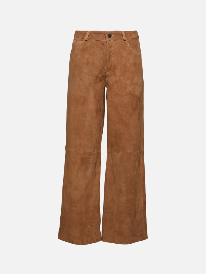 Milo Suede Pant,NOUR HAMMOUR,NOIX,Image 1