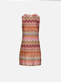Sleeveless Short Dress,MISSONI,PINK MULTICOLOURED,Image 2