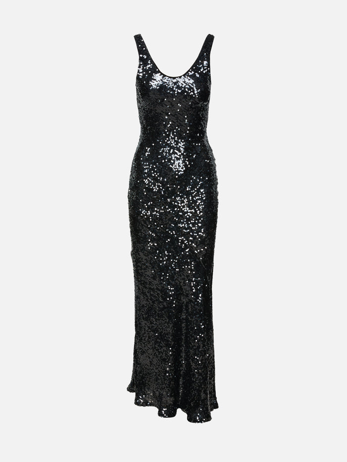 Moonlight Valletta Dress,GALVAN,BLACK SEQUIN,Image 1