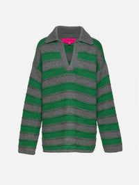 Dume Stripe Rugby Sweater,THE ELDER STATESMAN,FERN GRANITE,Image 1