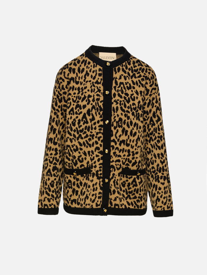 Button Up Cardigan,VALENTINO GARAVANI,LEOPARD,Image 1