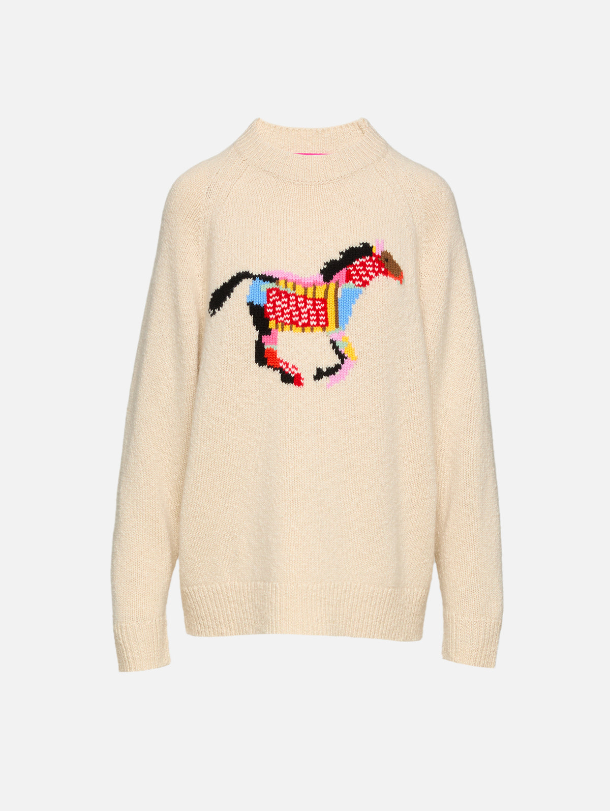 Glacier Horse Crew Sweater,THE ELDER STATESMAN,ECRU,Image 2