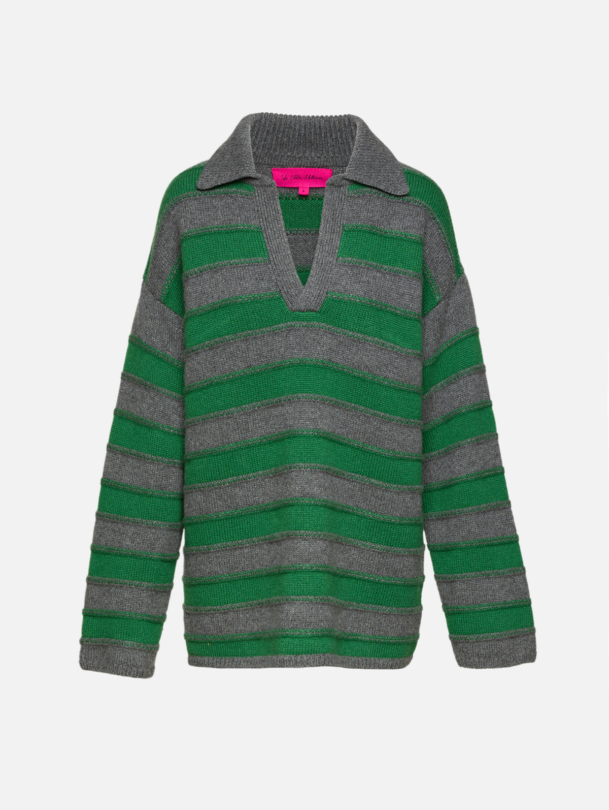 Dume Stripe Rugby Sweater,THE ELDER STATESMAN,FERN GRANITE,Image 2