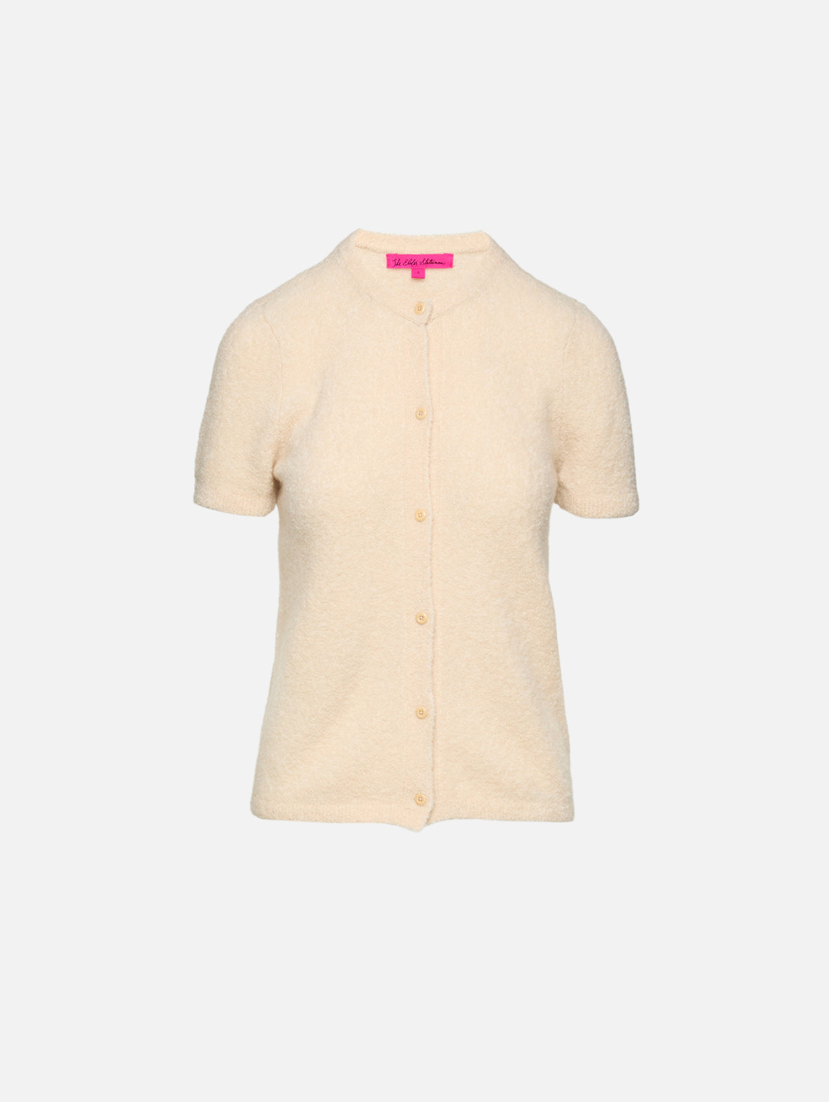 Short Sleeve Cardigan,THE ELDER STATESMAN,BONE,Image 2