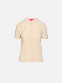 Short Sleeve Cardigan,THE ELDER STATESMAN,BONE,Image 2