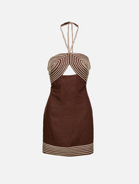 De Coco Embroidered Mini Dress,ANDRES OTALORA,MOCHA,Image 1