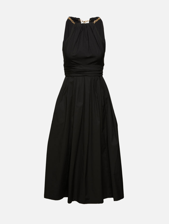 Halter Neck A Line Dress,CAROLINA HERRERA,BLACK,Image 1