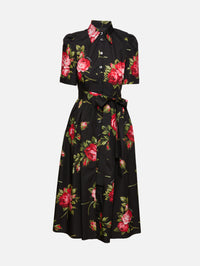 Short Sleeve Belted Dress,DOLCE & GABBANA,BOUQUET,Image 2