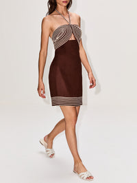 De Coco Embroidered Mini Dress,ANDRES OTALORA,MOCHA,Image 3