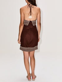 De Coco Embroidered Mini Dress,ANDRES OTALORA,MOCHA,Image 4