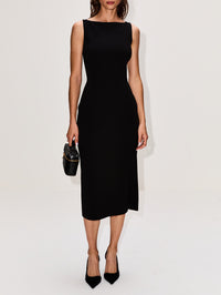 Doppio Boatneck Dress,ANOTHER TOMORROW,BLACK,Image 2
