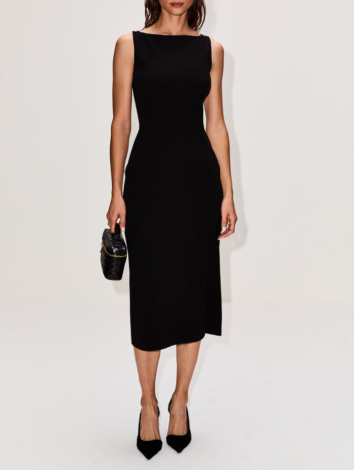 Doppio Boatneck Dress,ANOTHER TOMORROW,BLACK,Image 1