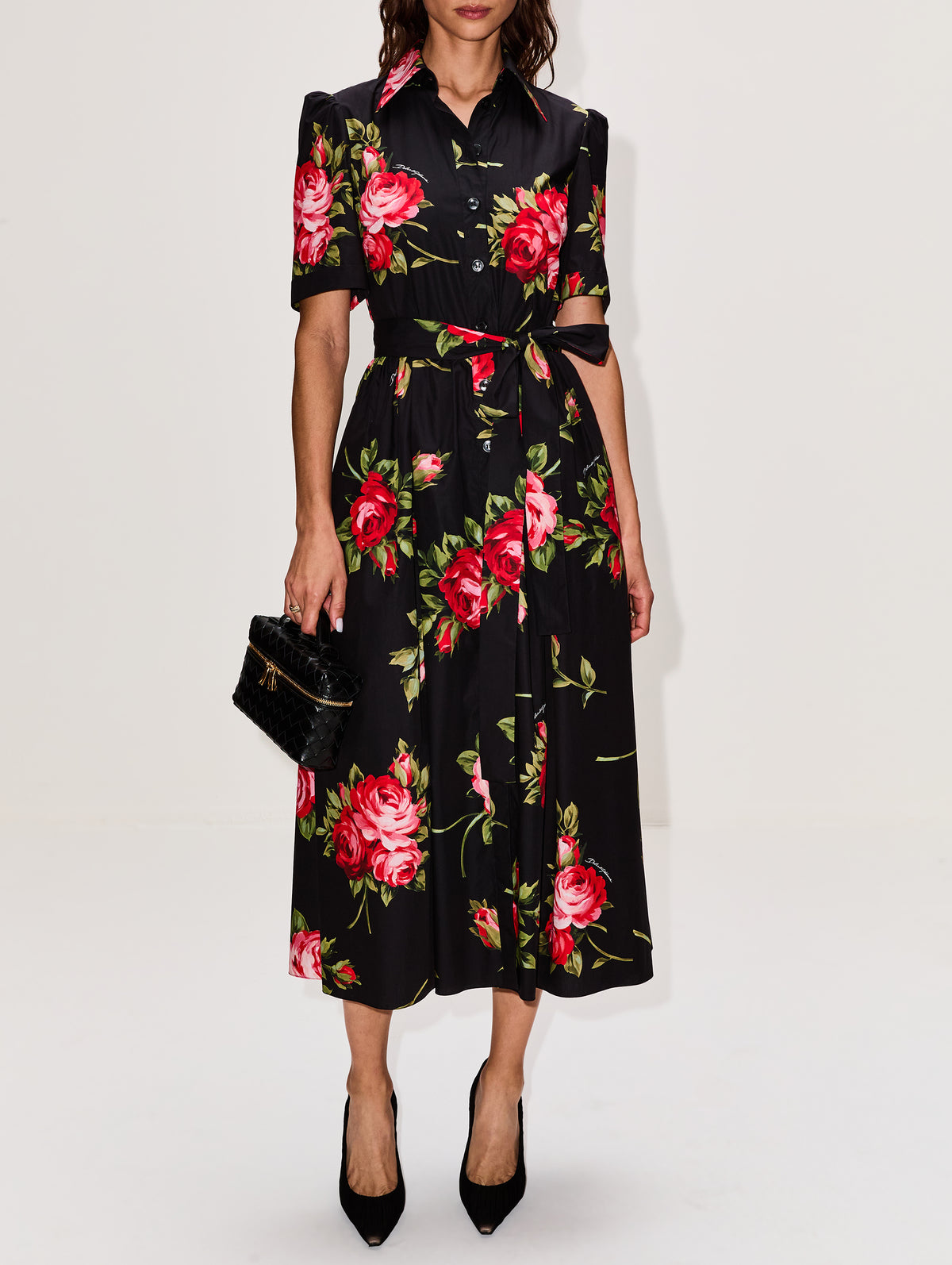 Short Sleeve Belted Dress,DOLCE & GABBANA,BOUQUET,Image 2