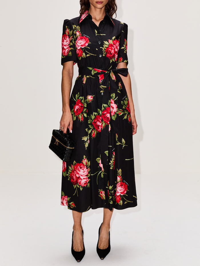 Short Sleeve Belted Dress,DOLCE & GABBANA,BOUQUET,Image 1