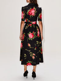 Short Sleeve Belted Dress,DOLCE & GABBANA,BOUQUET,Image 4