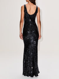 Moonlight Valletta Dress,GALVAN,BLACK SEQUIN,Image 4