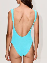 Square Neck Swimsuit,HUNZA G,AQUA,Image 3