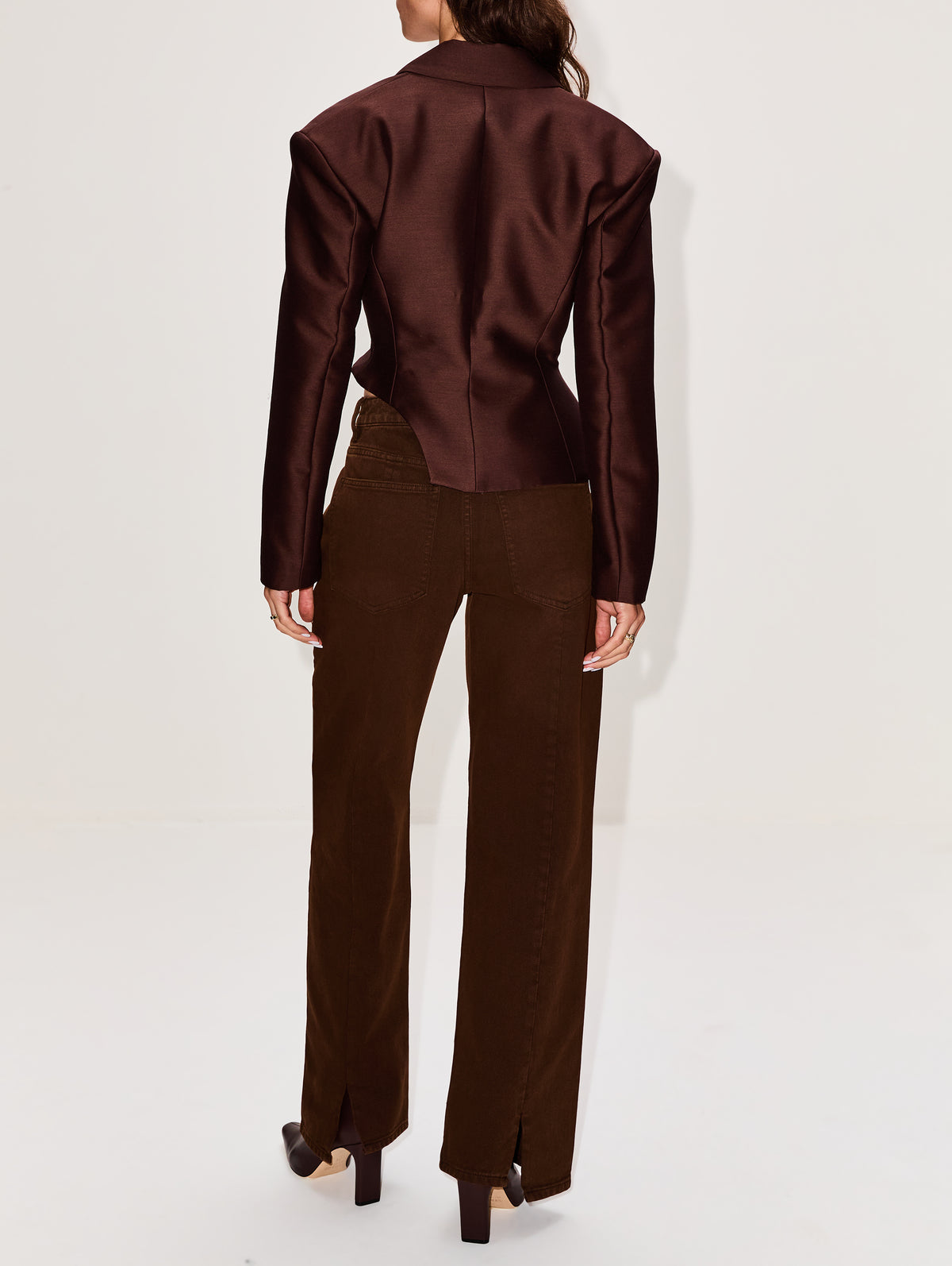 Cut Out Blazer,MIMCHIK,CHOCOLATE,Image 3
