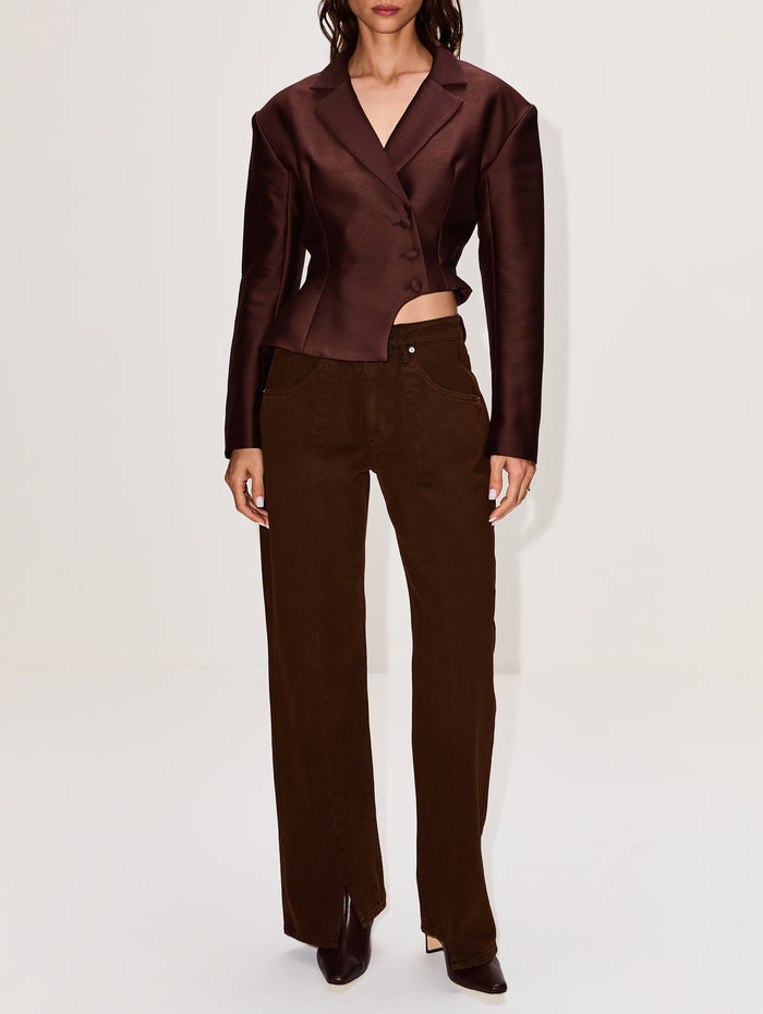 Cut Out Blazer,MIMCHIK,CHOCOLATE,Image 1