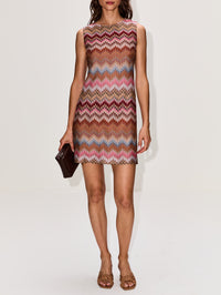 Sleeveless Short Dress,MISSONI,PINK MULTICOLOURED,Image 2