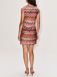 Sleeveless Short Dress,MISSONI,PINK MULTICOLOURED,Image 4