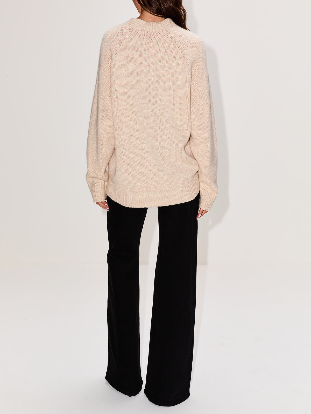 Glacier Horse Crew Sweater,THE ELDER STATESMAN,ECRU,Image 3