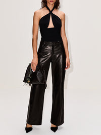 Milo Leather Pant,NOUR HAMMOUR,NOIR CLASSIQUE,Image 2