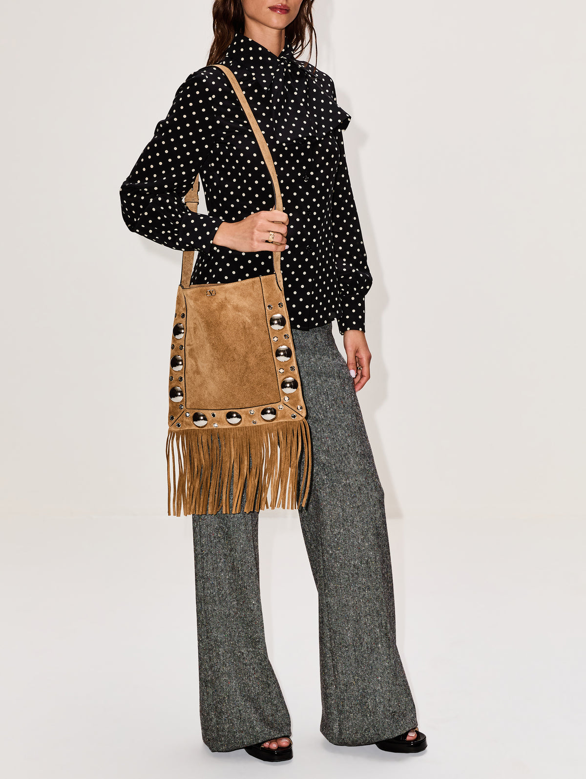 Medium Studded Crossbody Bag,VALENTINO GARAVANI,HAVANA BEIGE,Image 2