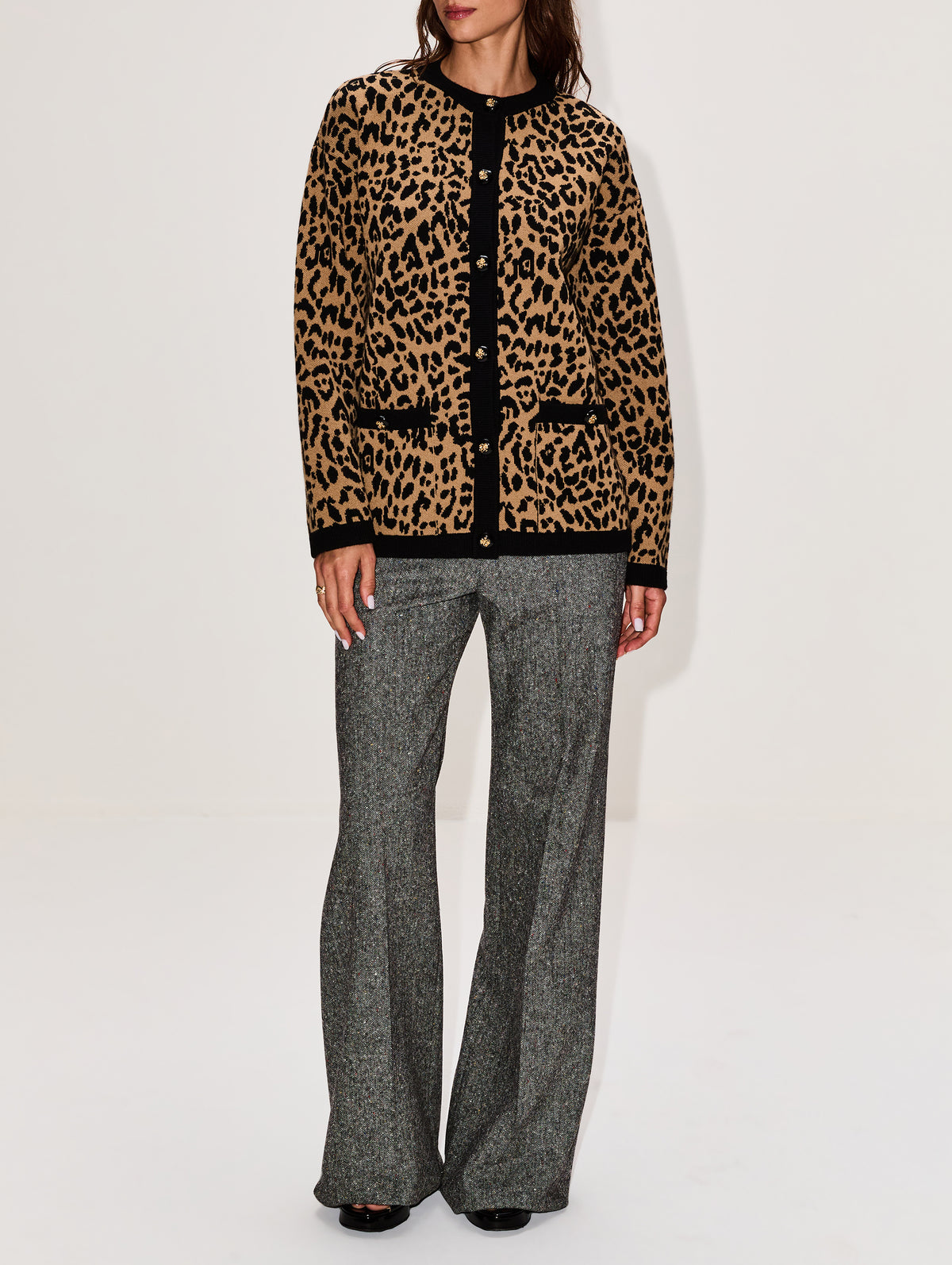 Button Up Cardigan,VALENTINO GARAVANI,LEOPARD,Image 2