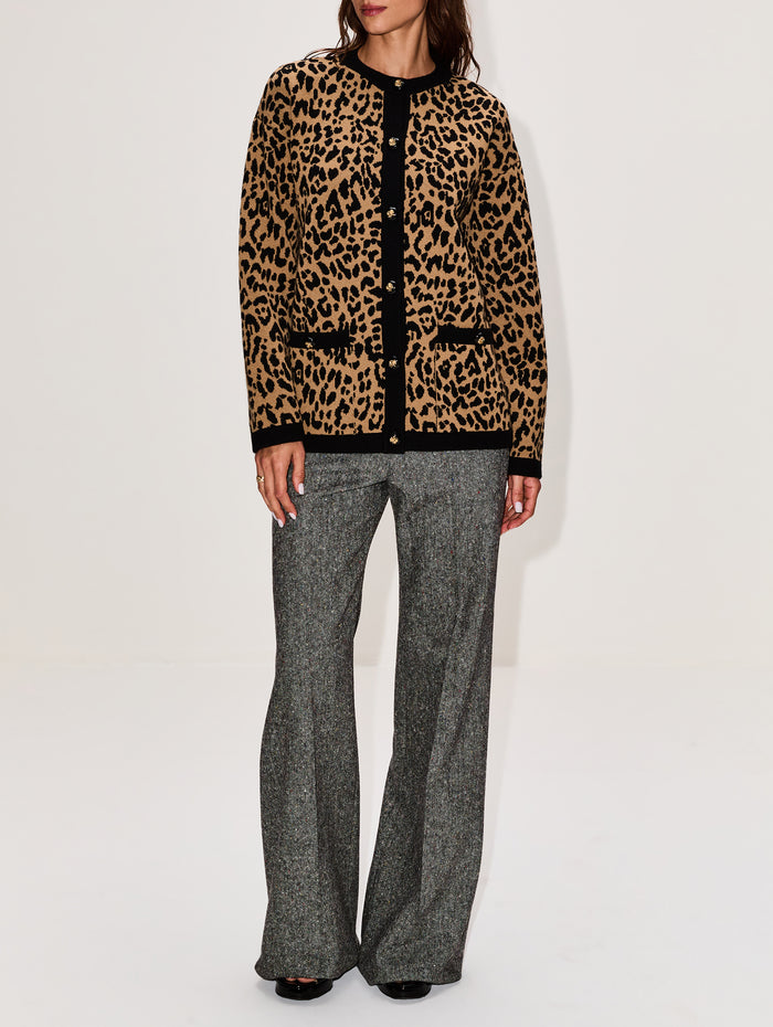 Button Up Cardigan,VALENTINO GARAVANI,LEOPARD,Image 1