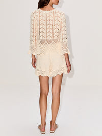Awaken Lace Crochet Short,ZIMMERMANN,CREAM,Image 4