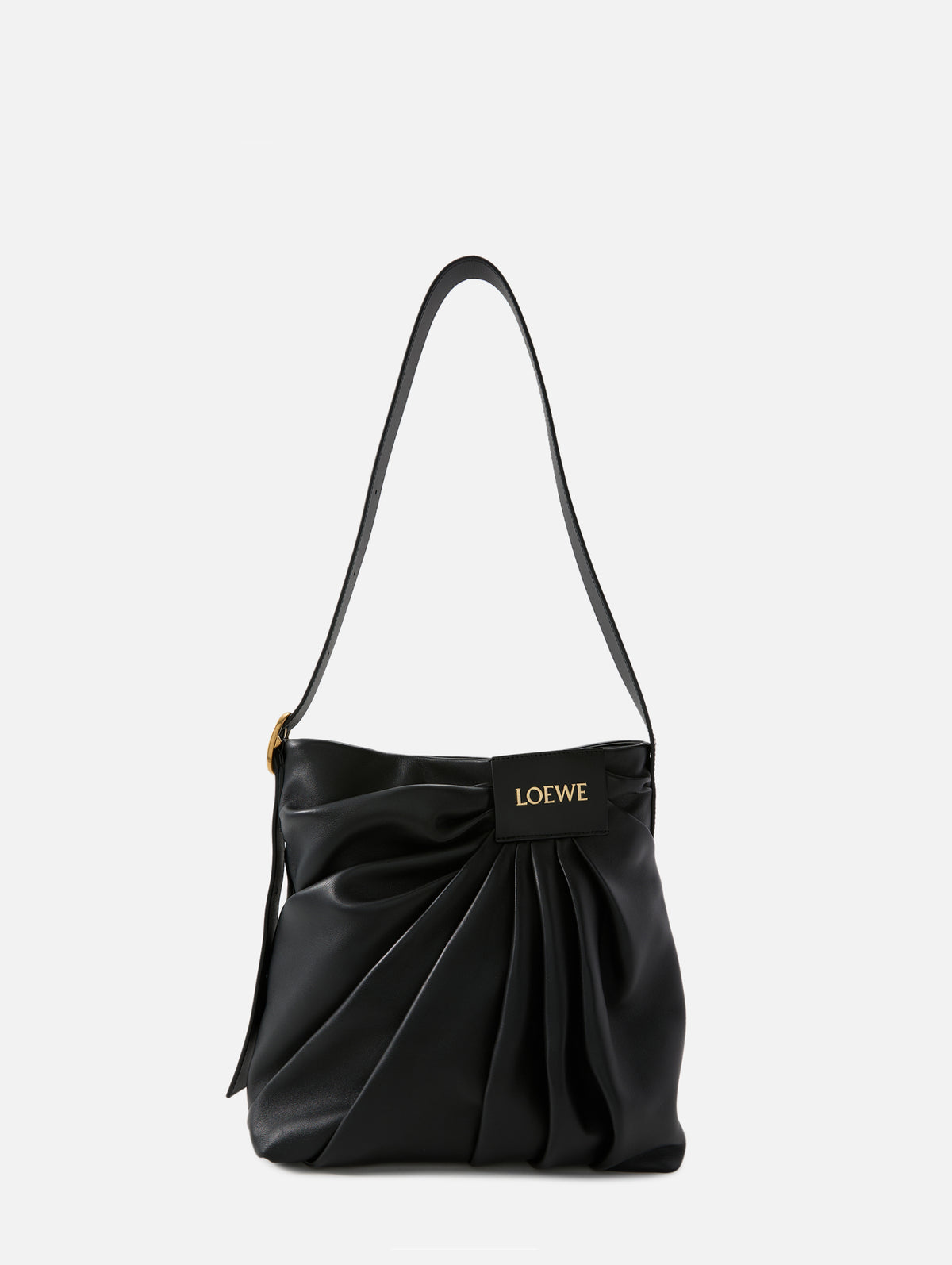 Draped Tote Bag,LOEWE,BLACK,Image 1