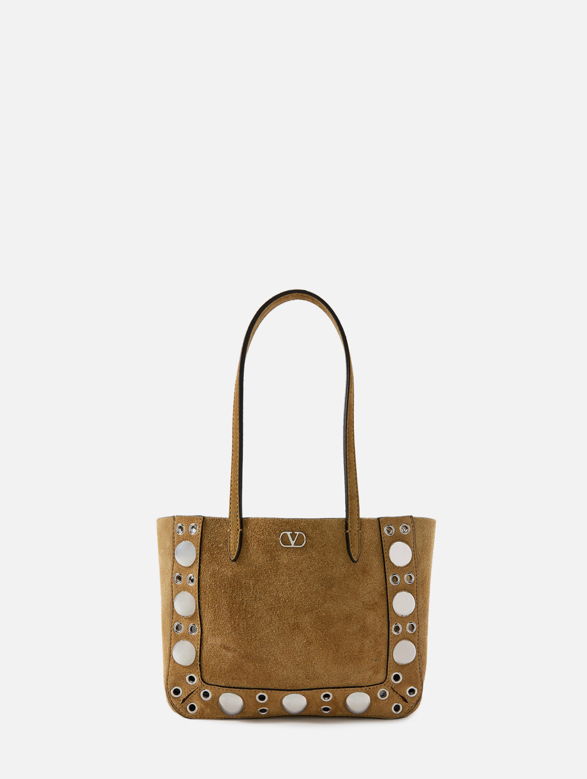 Nellcôte Mini Embellished Suede Tote,VALENTINO GARAVANI,CAMEL,Image 1