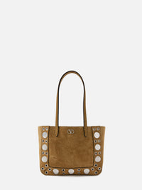 Nellcôte Mini Embellished Suede Tote,VALENTINO GARAVANI,CAMEL,Image 1