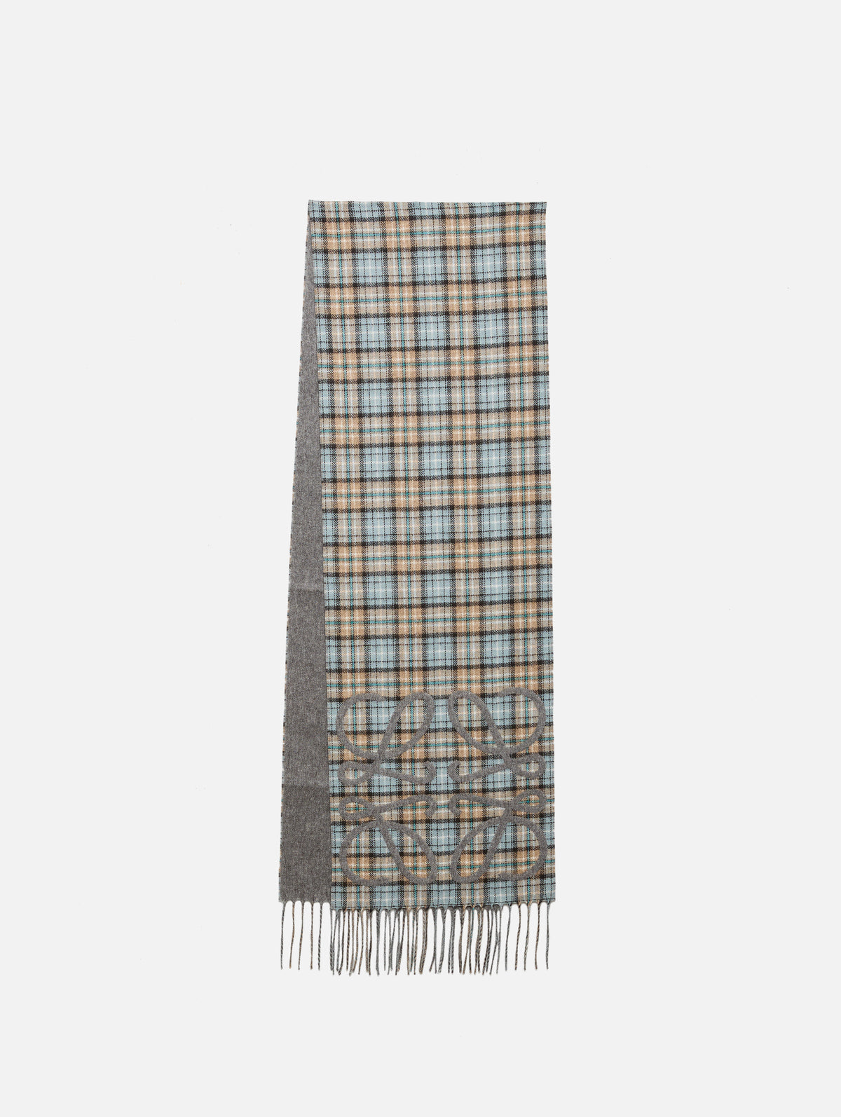 Logo Check Scarf,LOEWE,ANTHRACITE,Image 1