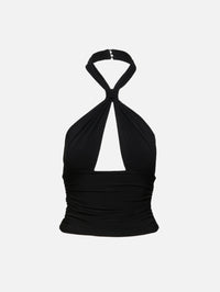 Piper Knotted Halter Top,MIMCHIK,BLACK,Image 1