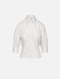 Colette Button Down Top,KALLMEYER,DOVE STRIPE,Image 1